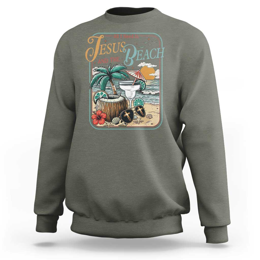 Funny Christian Beach Gift Sweatshirt All I Need Is Jesus And The Beach