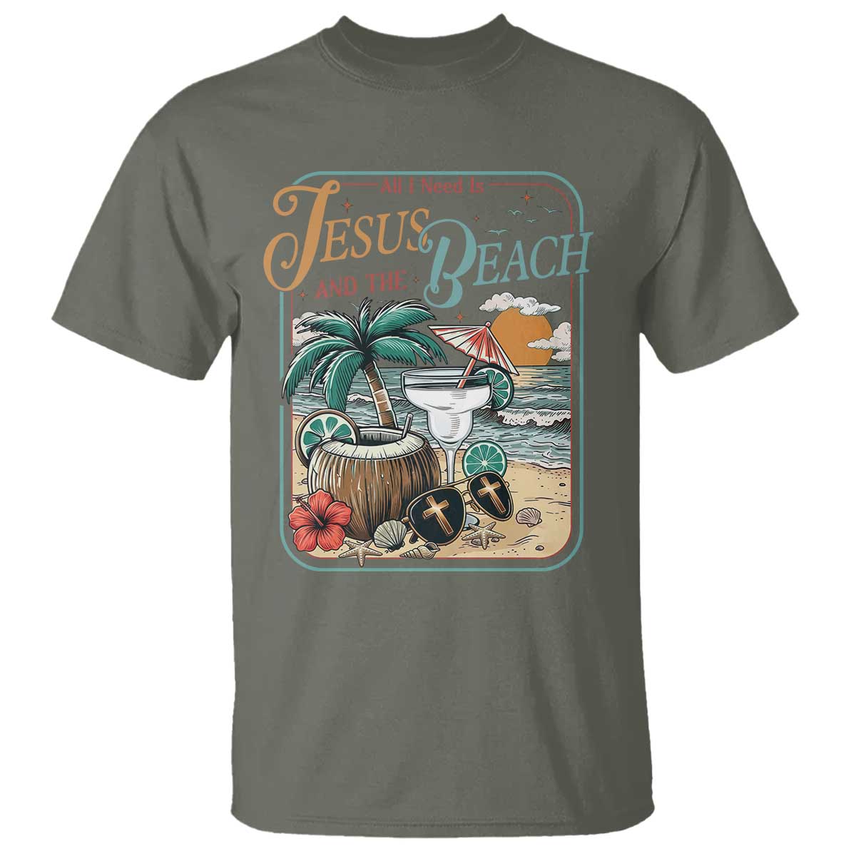 Funny Christian Beach Gift T Shirt All I Need Is Jesus And The Beach