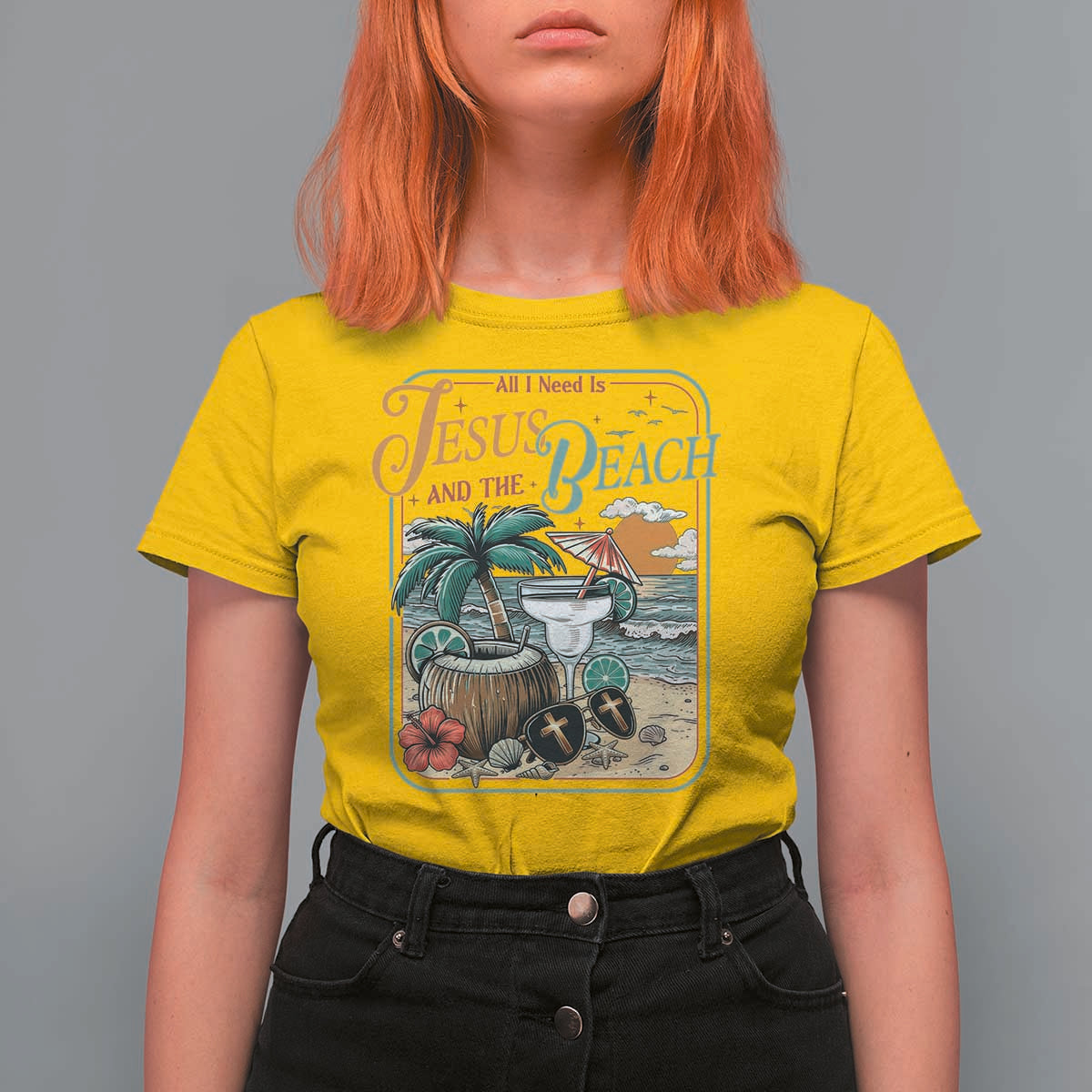 Funny Christian Beach Gift T Shirt For Women All I Need Is Jesus And The Beach