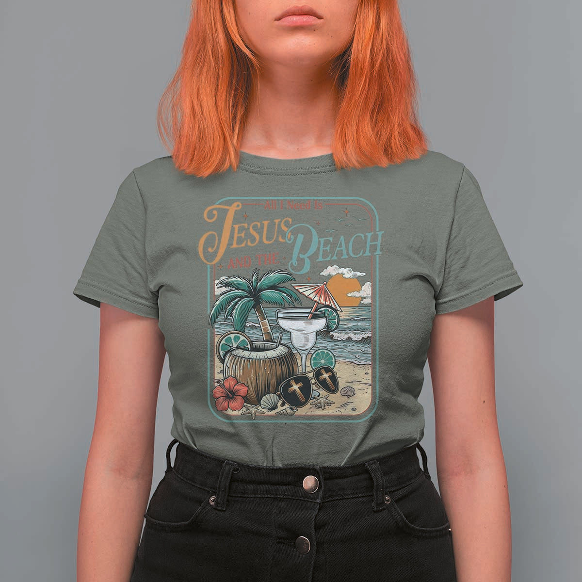 Funny Christian Beach Gift T Shirt For Women All I Need Is Jesus And The Beach