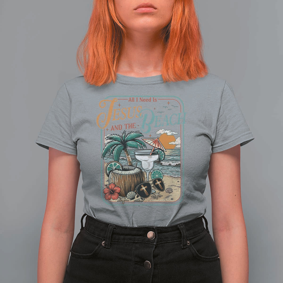 Funny Christian Beach Gift T Shirt For Women All I Need Is Jesus And The Beach