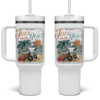 Funny Christian Beach Gift Tumbler With Handle All I Need Is Jesus And The Beach