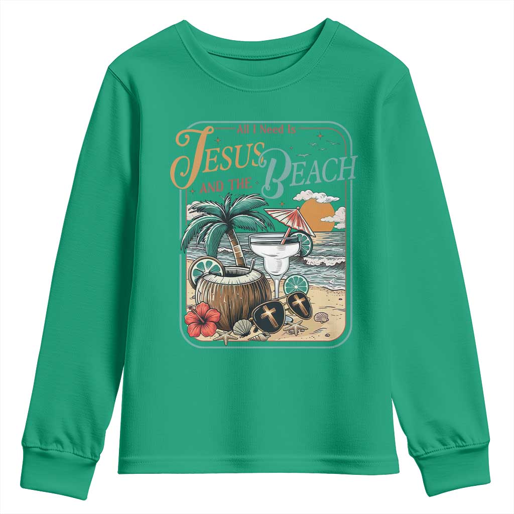 Funny Christian Beach Gift Youth Sweatshirt All I Need Is Jesus And The Beach