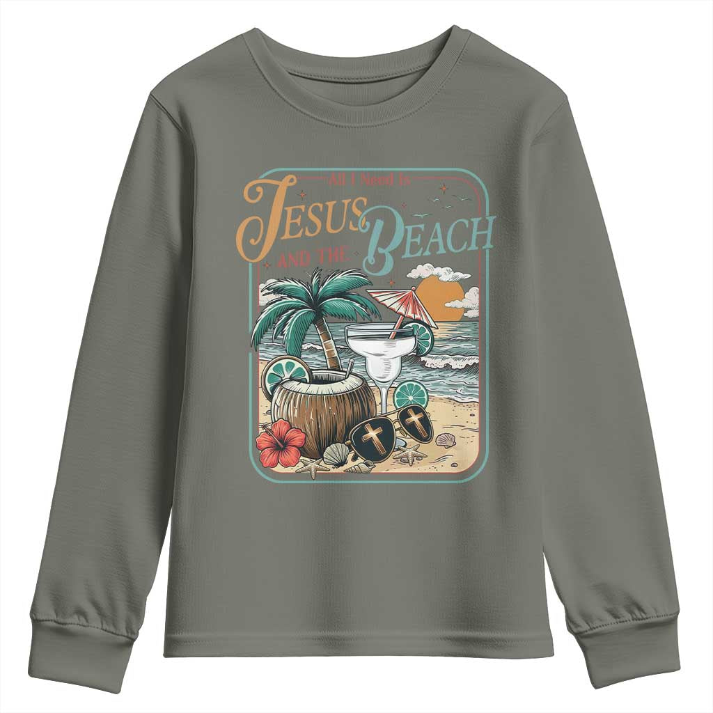 Funny Christian Beach Gift Youth Sweatshirt All I Need Is Jesus And The Beach