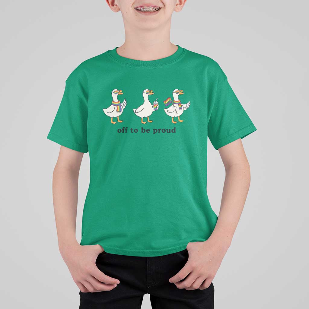 Funny Pride Goose Off To Be Proud T Shirt For Kid LGBTQ Advocate Gift