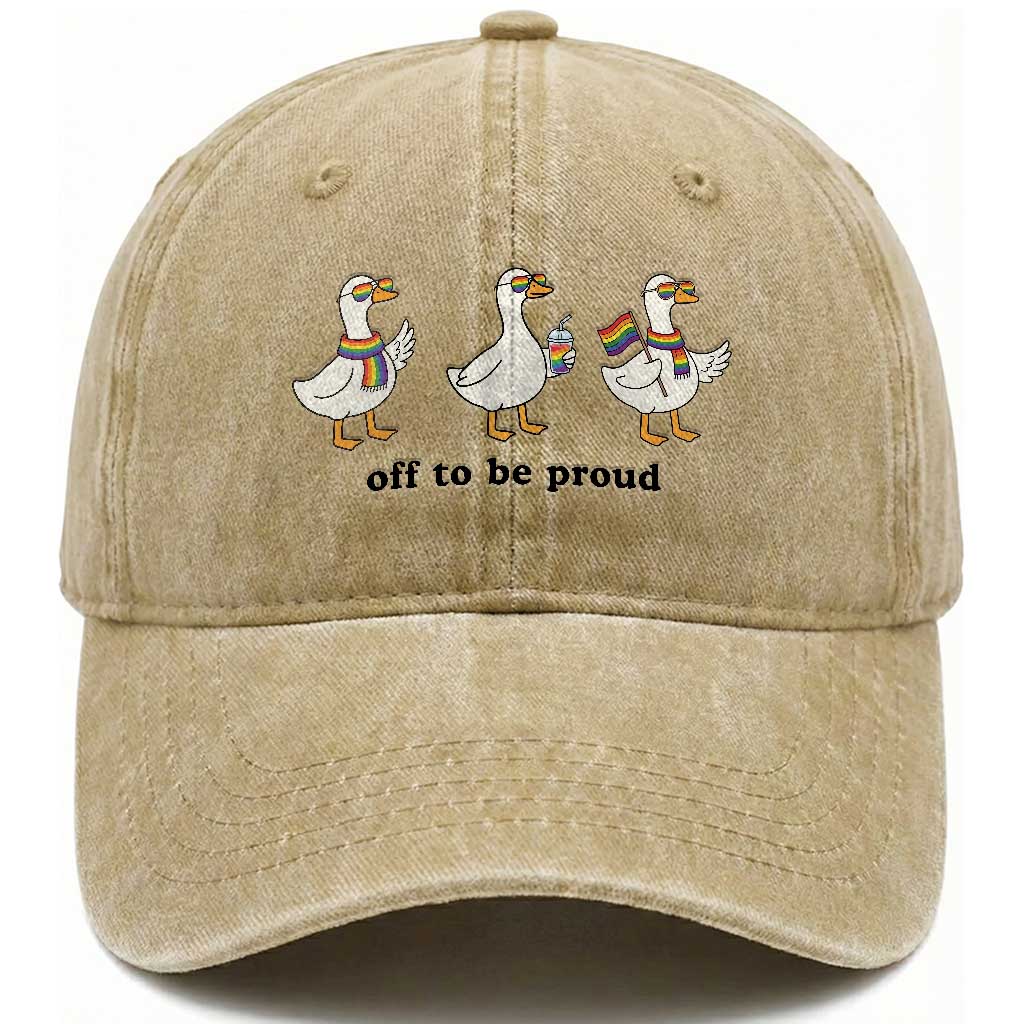 Funny Pride Goose Off To Be Proud Washed Cotton Baseball Cap LGBTQ Advocate Gift