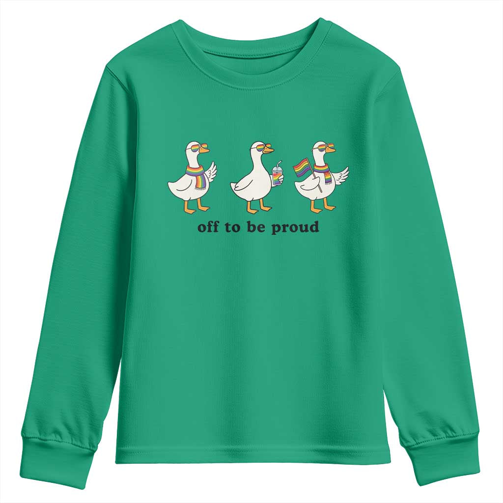 Funny Pride Goose Off To Be Proud Youth Sweatshirt LGBTQ Advocate Gift