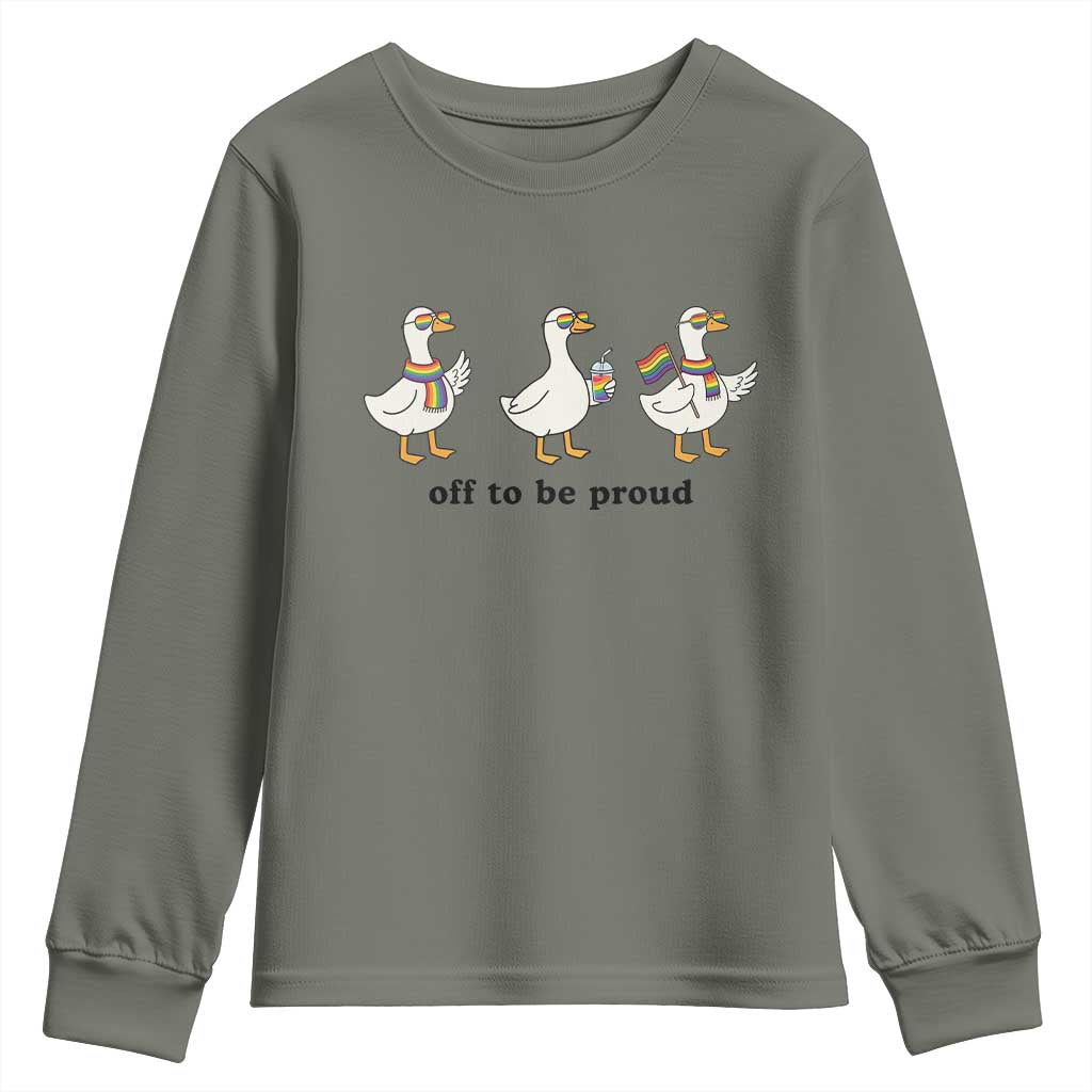 Funny Pride Goose Off To Be Proud Youth Sweatshirt LGBTQ Advocate Gift
