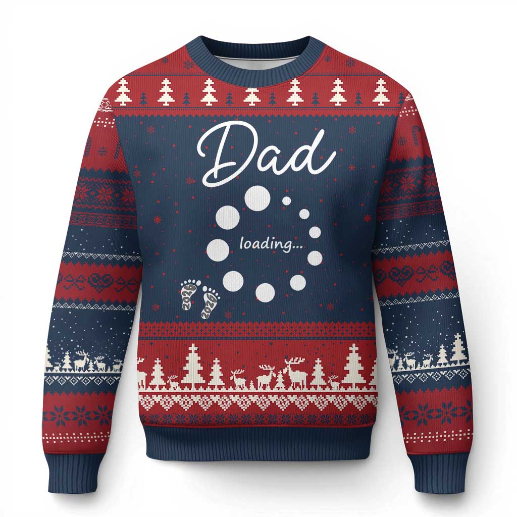 Dad Loading 2026 Ugly Christmas Sweater Future Dad Announcement