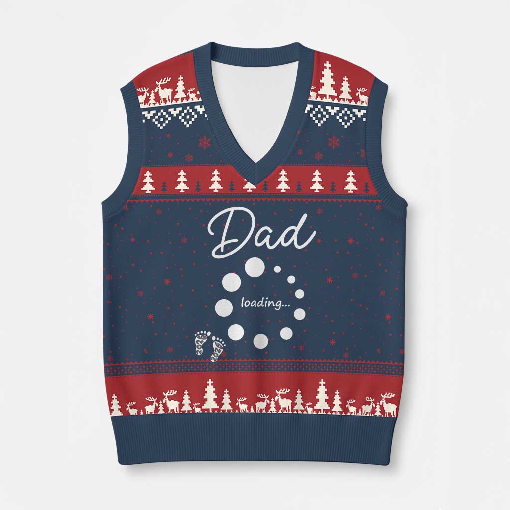 Dad Loading 2026 V-Neck Knit Sweater Vest Future Dad Announcement
