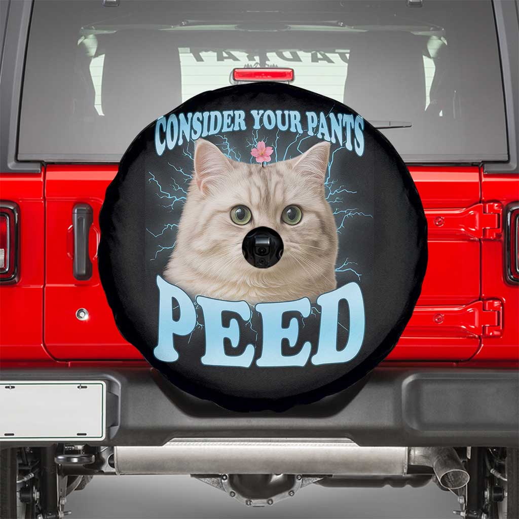 Funny Cat Spare Tire Cover Consider Your Pants Peed Meme Saying - Wonder Print Shop