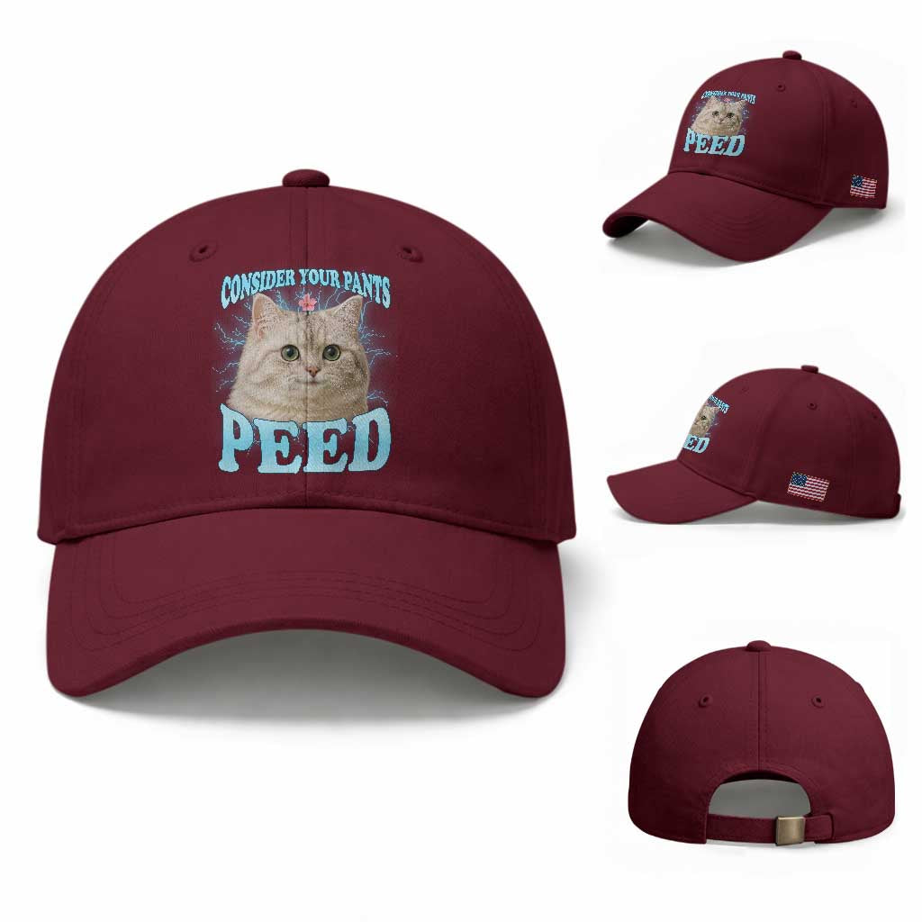 Funny Cat Baseball Cap Consider Your Pants Peed Meme Saying