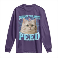 Funny Cat Long Sleeve Shirt Consider Your Pants Peed Meme Saying - Wonder Print Shop
