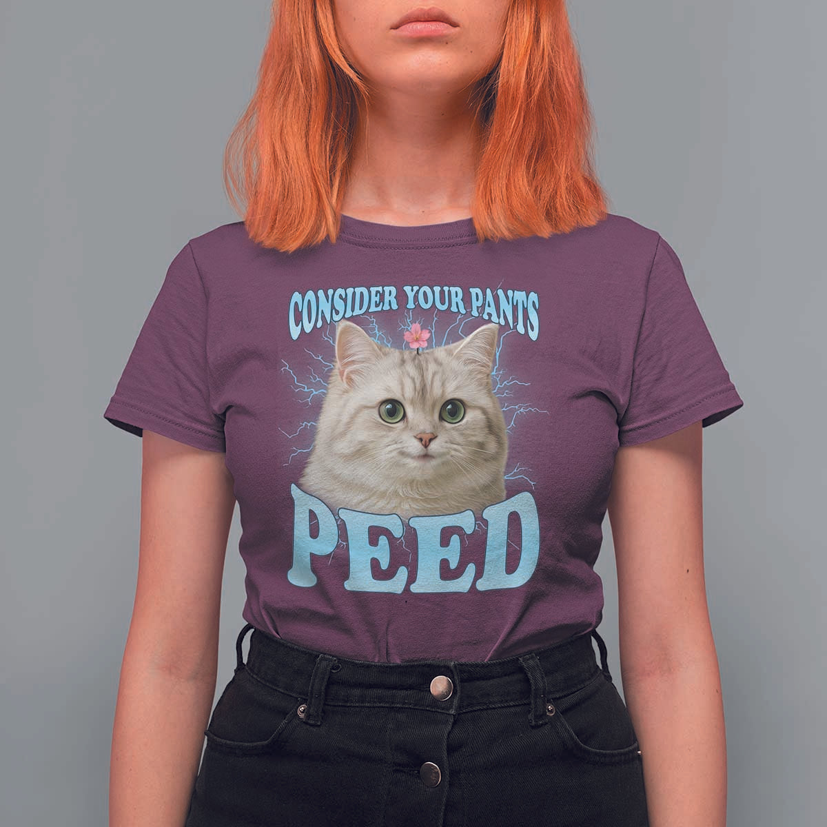 Funny Cat T Shirt For Women Consider Your Pants Peed Meme Saying - Wonder Print Shop