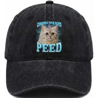Funny Cat Washed Cotton Baseball Cap Consider Your Pants Peed Meme Saying