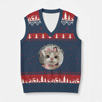 Consider Your Pants Peed V-Neck Knit Sweater Vest Funny Cat Meme Saying - Wonder Print Shop