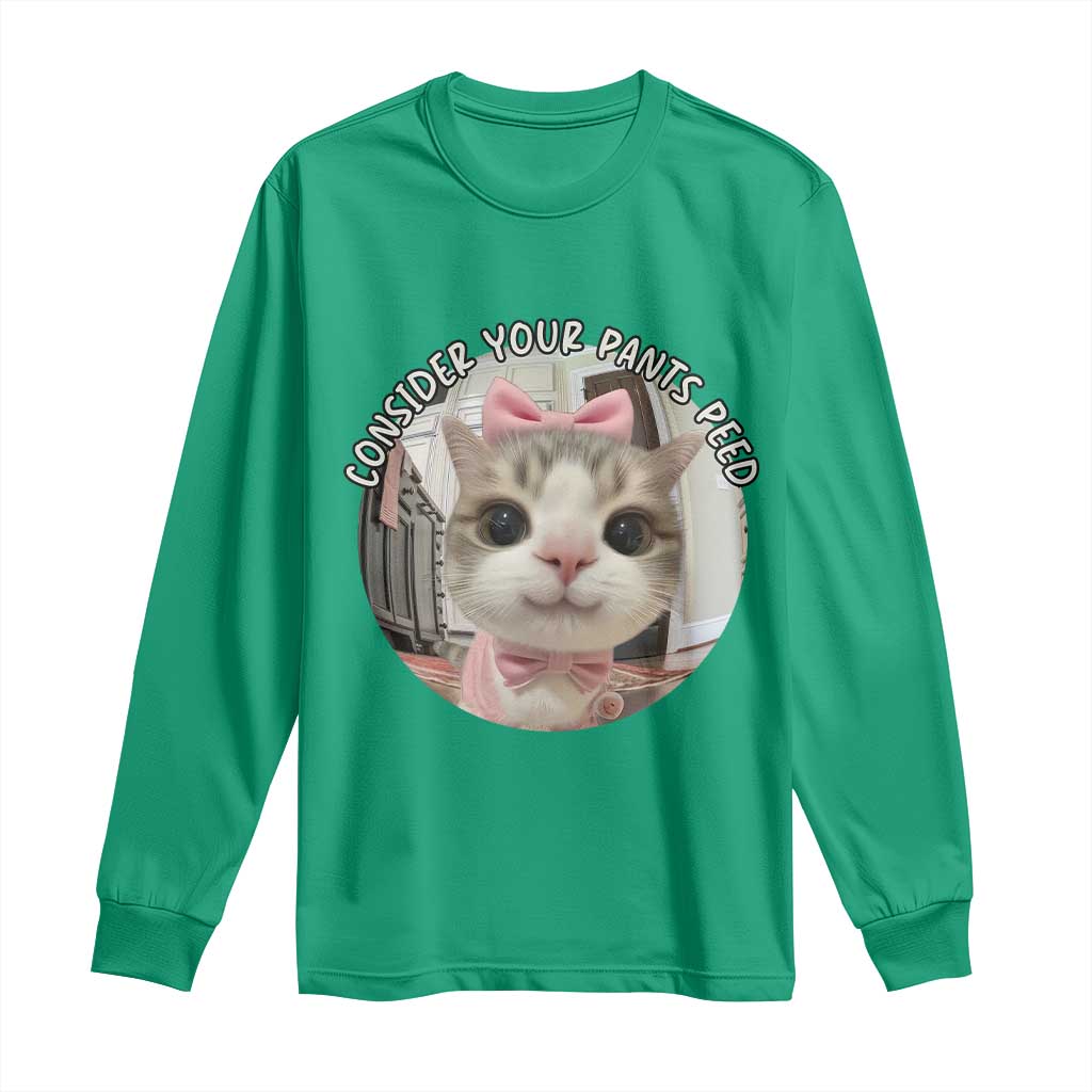 Consider Your Pants Peed Long Sleeve Shirt Funny Cat Meme Saying - Wonder Print Shop