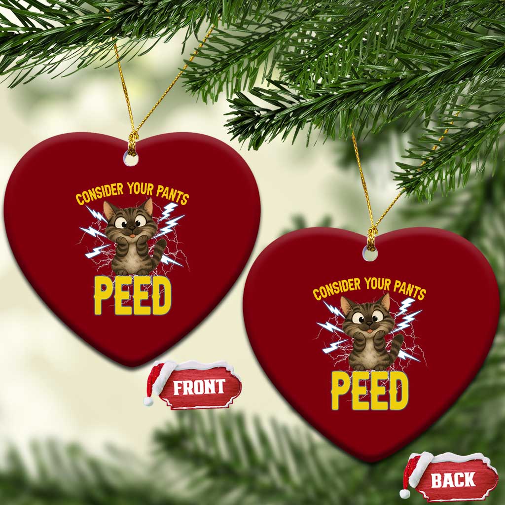 Funny Cat Lover Ceramic Ornament Consider Your Pants Peed Quote - Wonder Print Shop