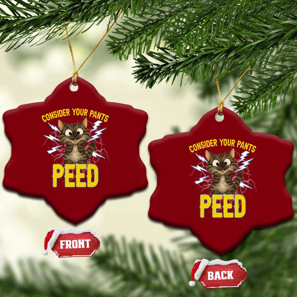 Funny Cat Lover Ceramic Ornament Consider Your Pants Peed Quote - Wonder Print Shop