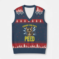 Funny Cat Lover V-Neck Knit Sweater Vest Consider Your Pants Peed Quote - Wonder Print Shop