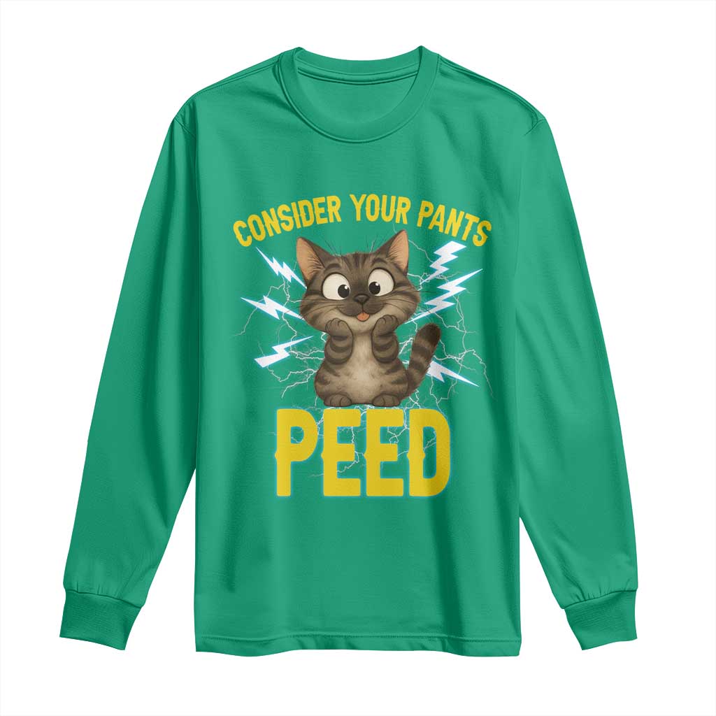 Funny Cat Lover Long Sleeve Shirt Consider Your Pants Peed Quote - Wonder Print Shop
