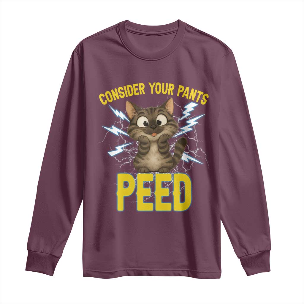 Funny Cat Lover Long Sleeve Shirt Consider Your Pants Peed Quote - Wonder Print Shop