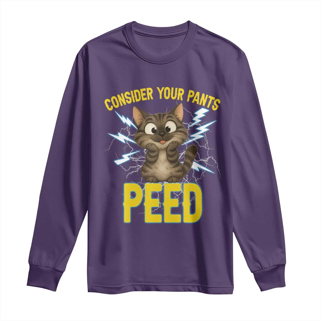 Funny Cat Lover Long Sleeve Shirt Consider Your Pants Peed Quote - Wonder Print Shop