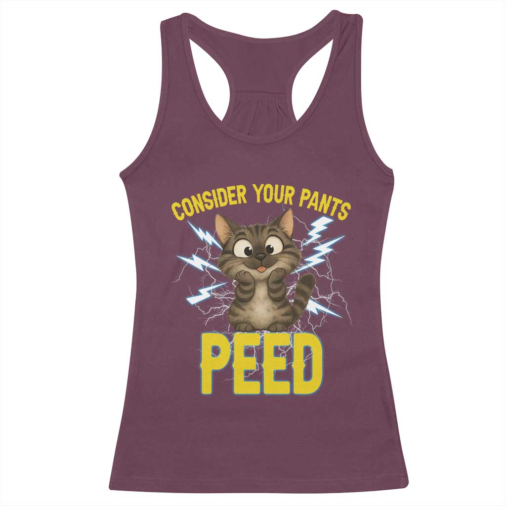 Funny Cat Lover Racerback Tank Top Consider Your Pants Peed Quote - Wonder Print Shop