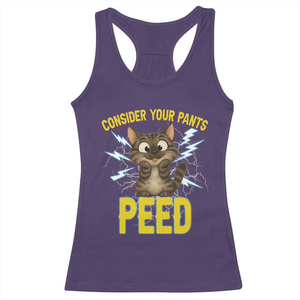 Funny Cat Lover Racerback Tank Top Consider Your Pants Peed Quote - Wonder Print Shop