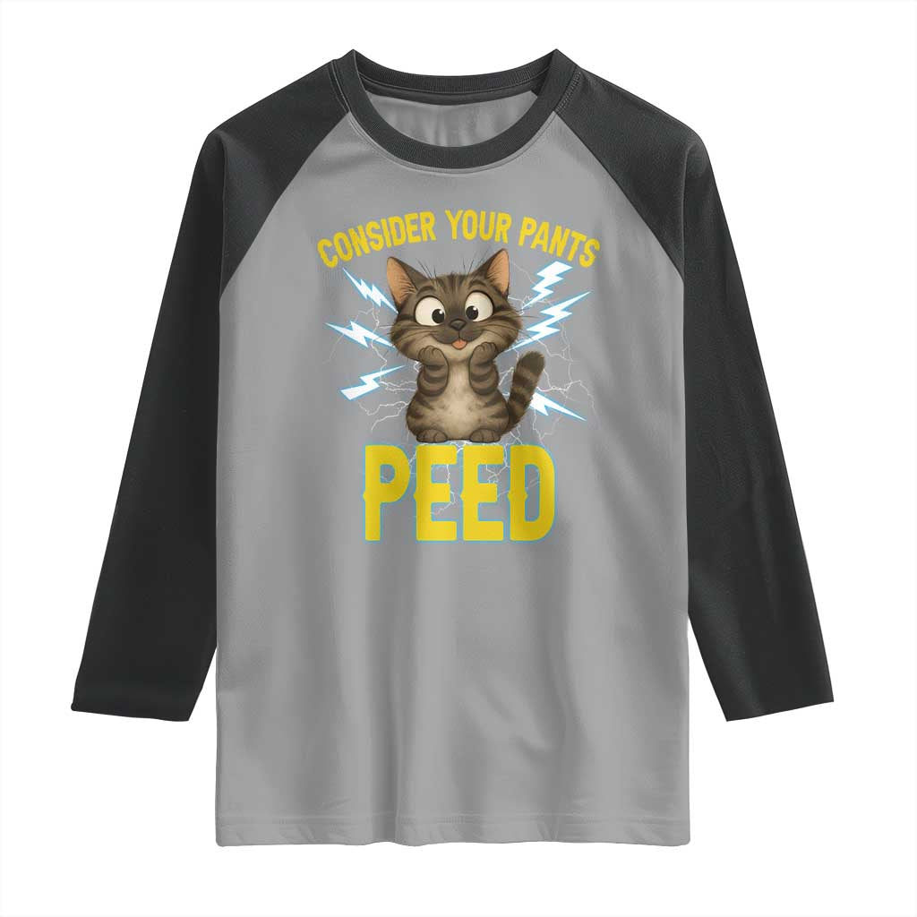 Funny Cat Lover Raglan Shirt Consider Your Pants Peed Quote - Wonder Print Shop