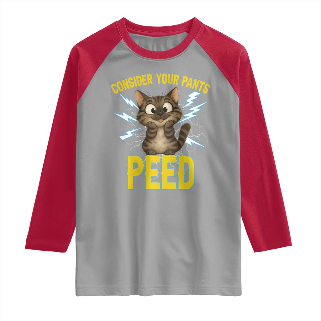 Funny Cat Lover Raglan Shirt Consider Your Pants Peed Quote - Wonder Print Shop