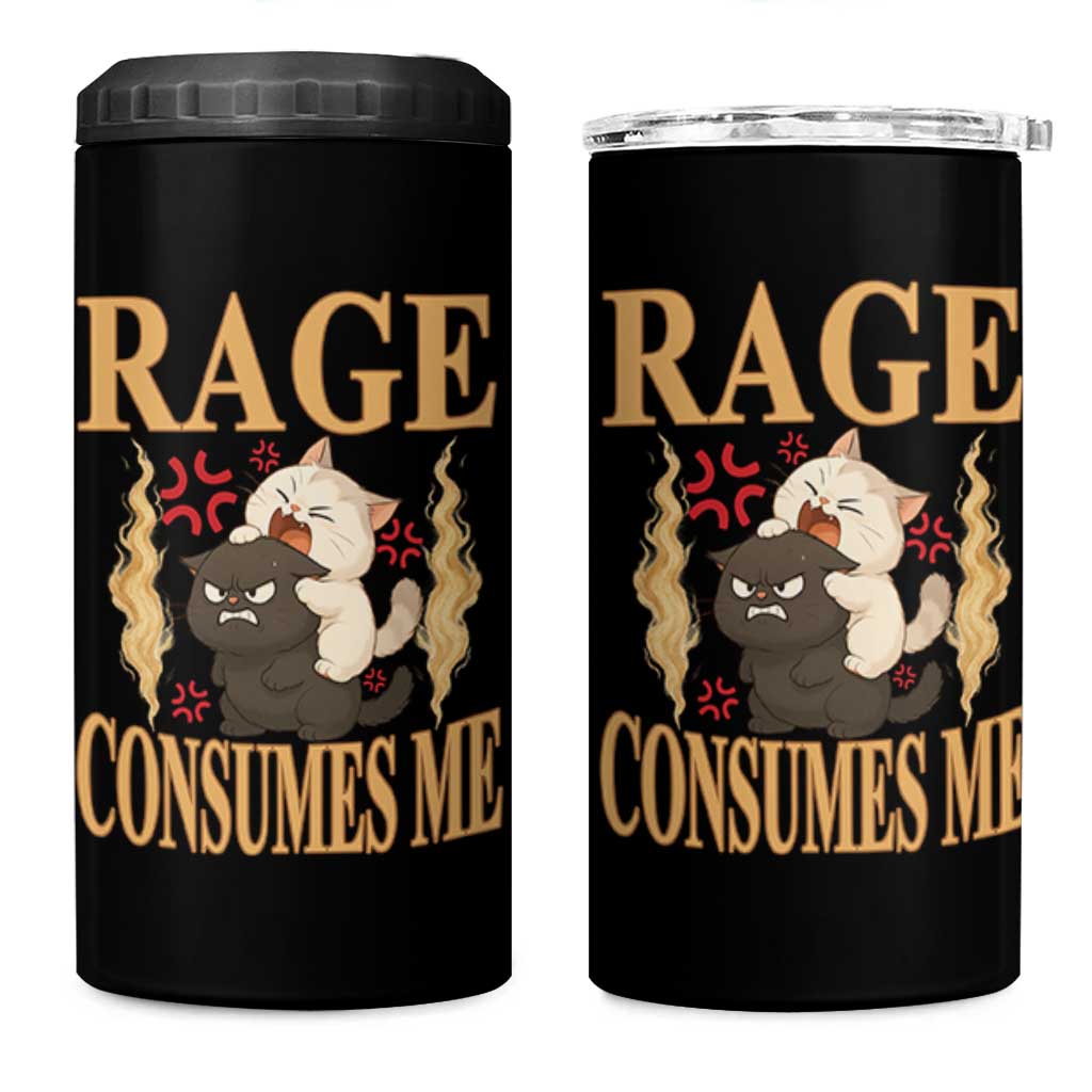 Cute Cat 4 in 1 Can Cooler Tumbler Rage Is Consuming Me