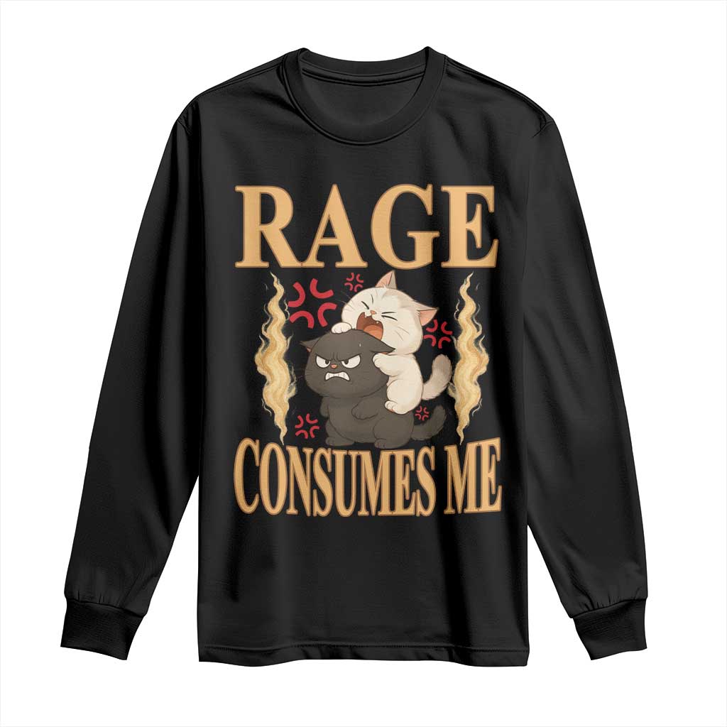 Cute Cat Long Sleeve Shirt Rage Is Consuming Me - Wonder Print Shop