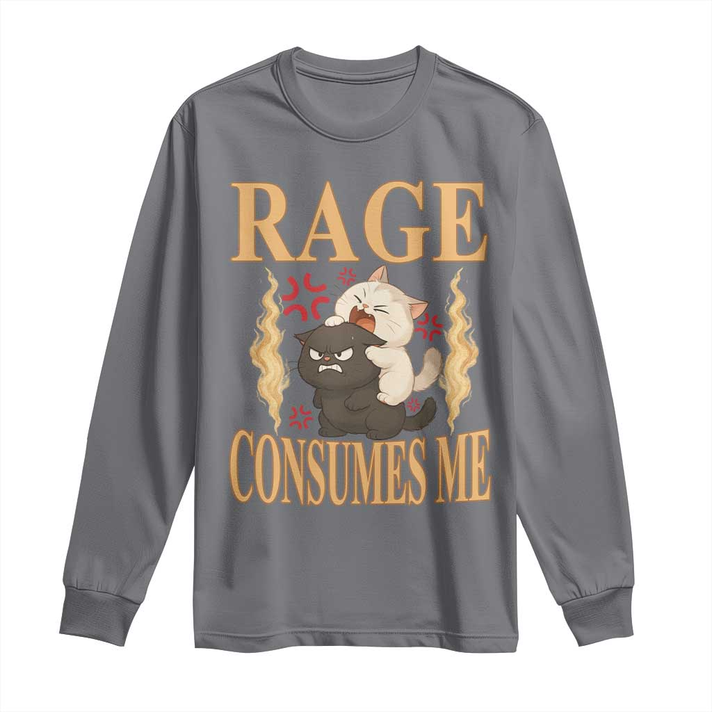 Cute Cat Long Sleeve Shirt Rage Is Consuming Me - Wonder Print Shop