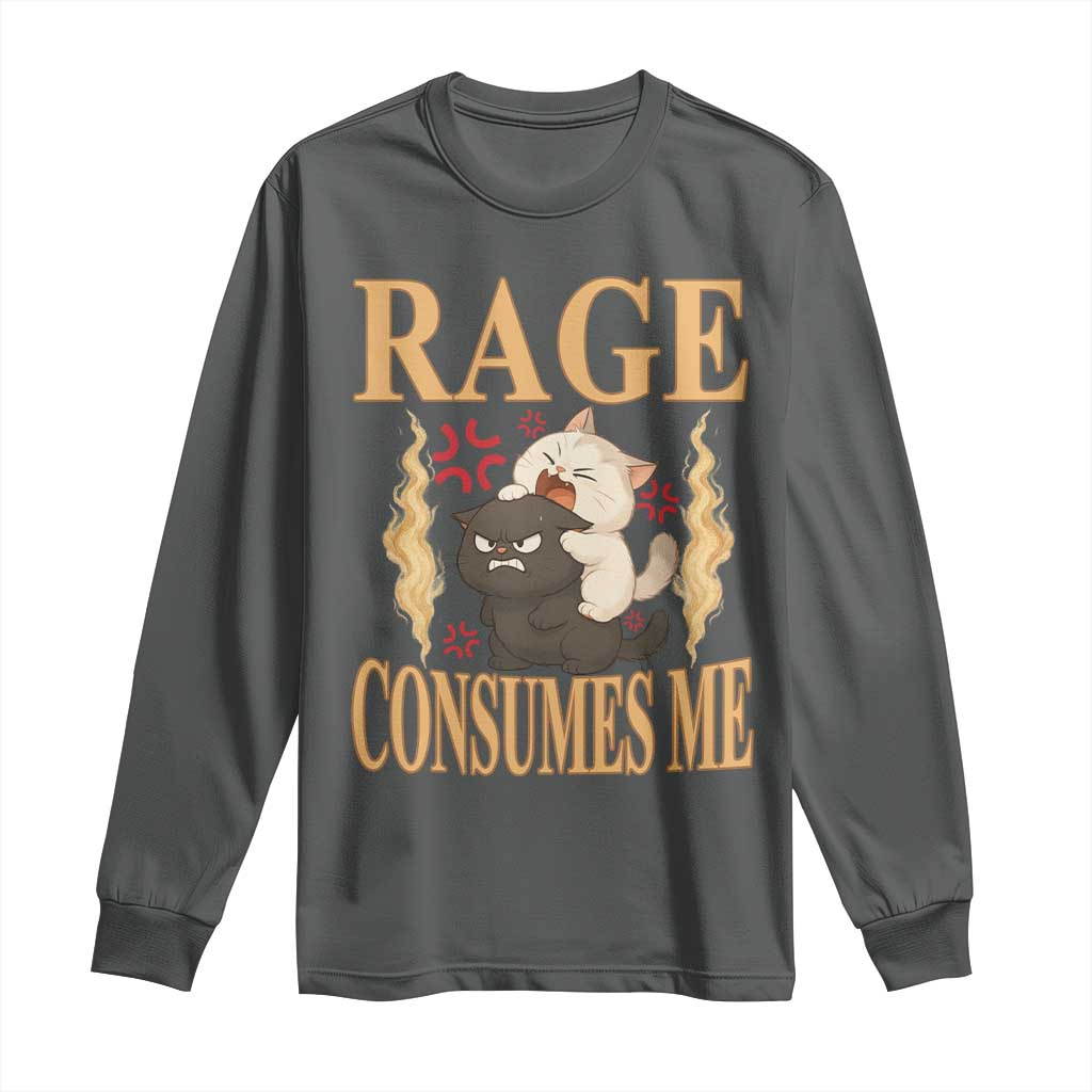 Cute Cat Long Sleeve Shirt Rage Is Consuming Me - Wonder Print Shop