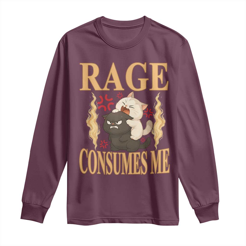 Cute Cat Long Sleeve Shirt Rage Is Consuming Me - Wonder Print Shop