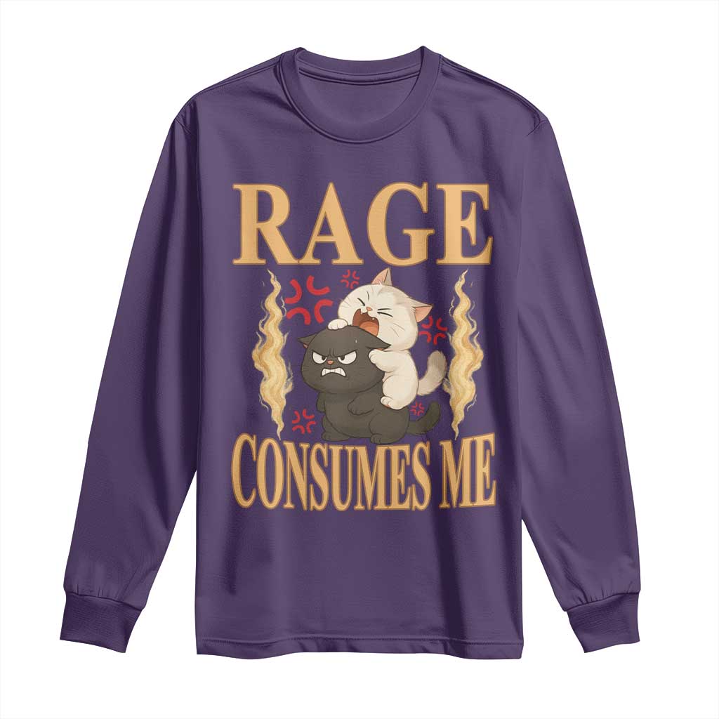 Cute Cat Long Sleeve Shirt Rage Is Consuming Me - Wonder Print Shop