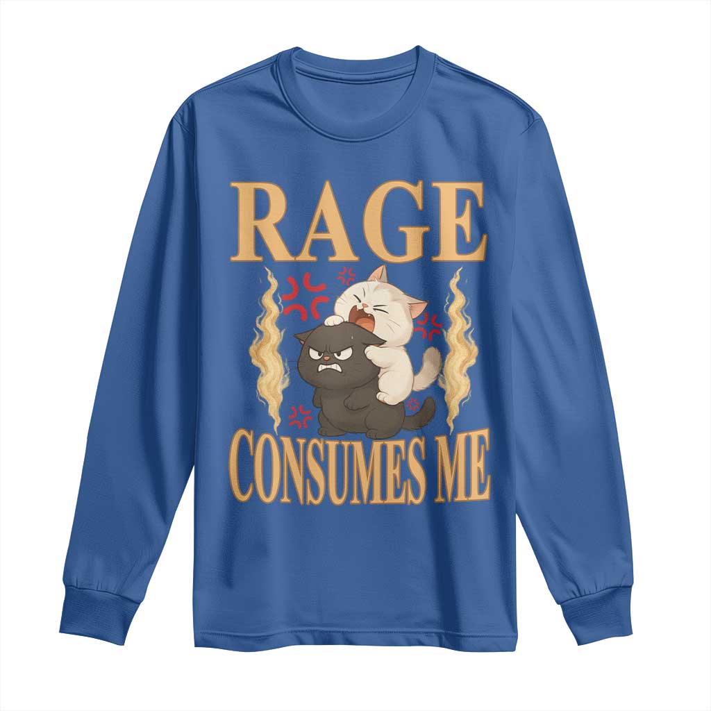 Cute Cat Long Sleeve Shirt Rage Is Consuming Me - Wonder Print Shop