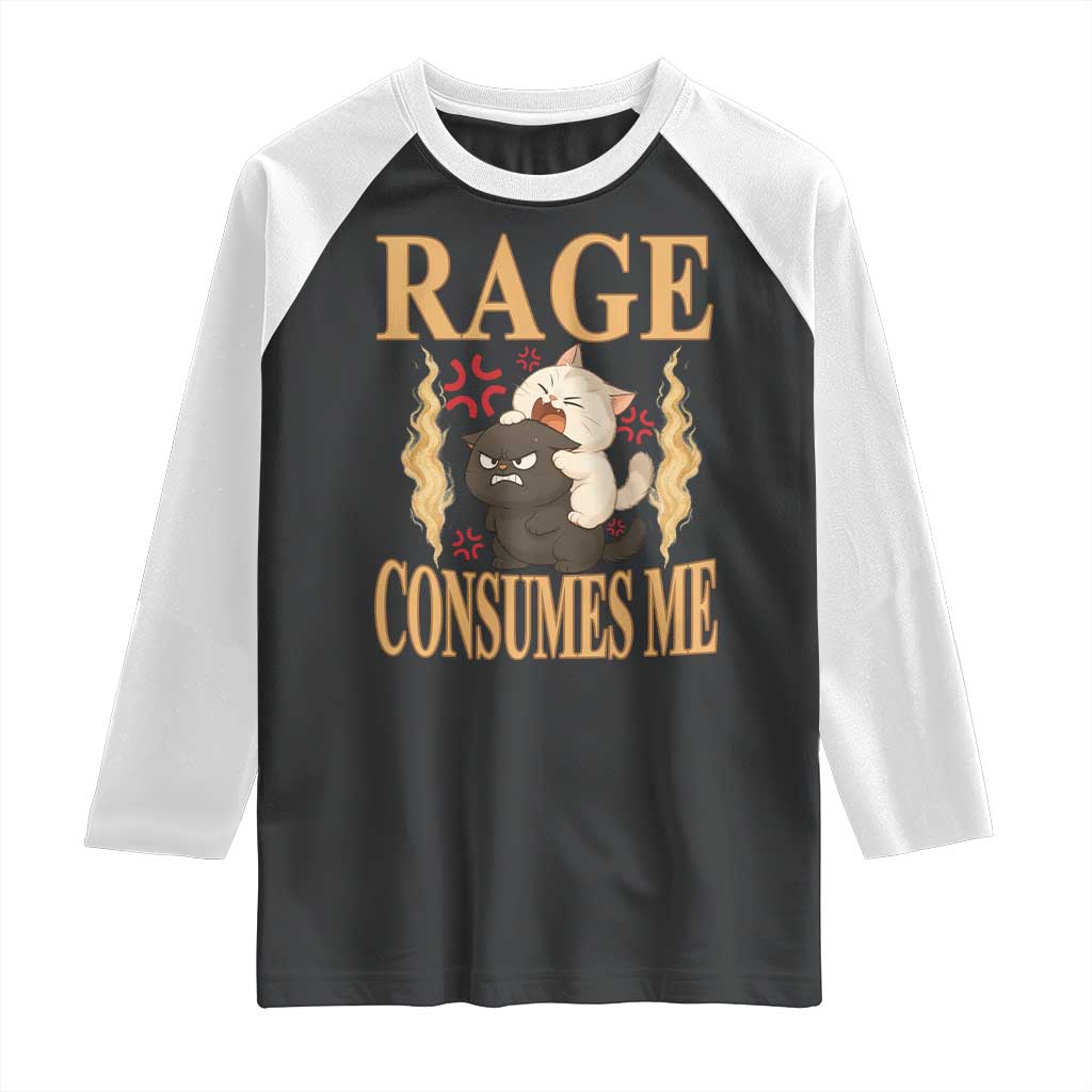 Cute Cat Raglan Shirt Rage Is Consuming Me - Wonder Print Shop