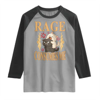 Cute Cat Raglan Shirt Rage Is Consuming Me - Wonder Print Shop