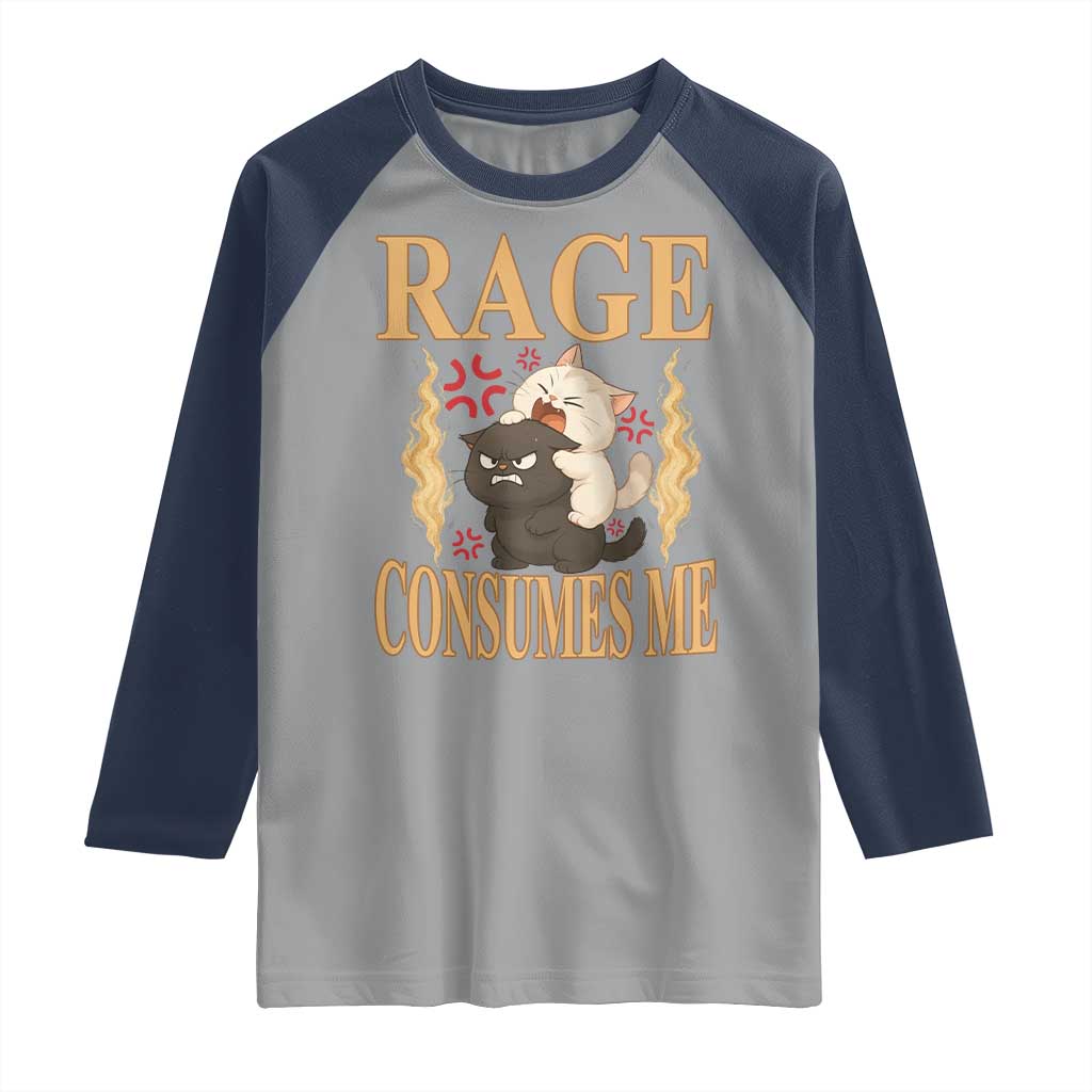 Cute Cat Raglan Shirt Rage Is Consuming Me - Wonder Print Shop