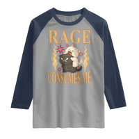 Cute Cat Raglan Shirt Rage Is Consuming Me - Wonder Print Shop