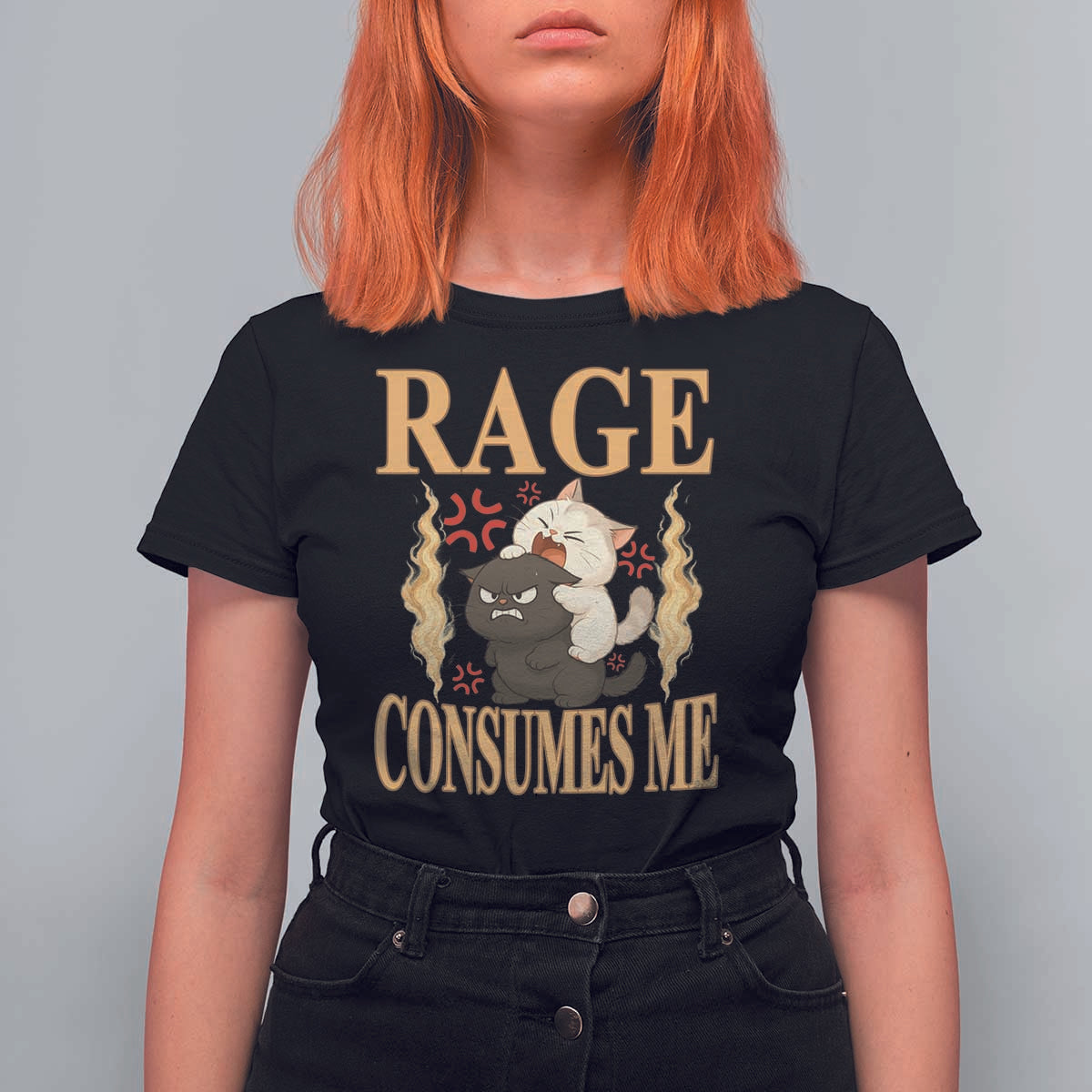 Cute Cat T Shirt For Women Rage Is Consuming Me - Wonder Print Shop
