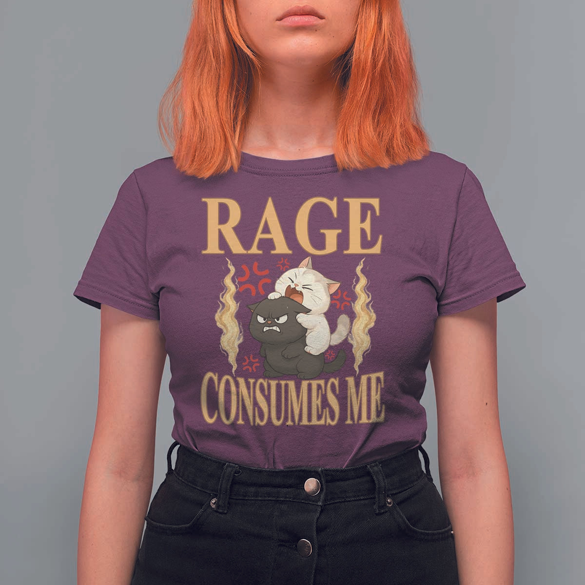 Cute Cat T Shirt For Women Rage Is Consuming Me - Wonder Print Shop