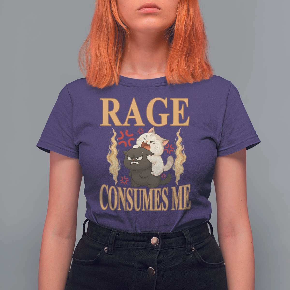 Cute Cat T Shirt For Women Rage Is Consuming Me - Wonder Print Shop