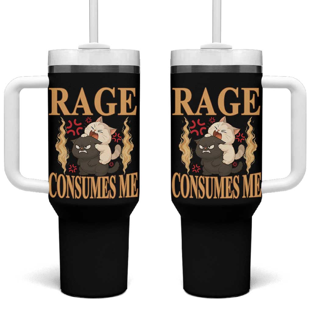 Cute Cat Tumbler With Handle Rage Is Consuming Me