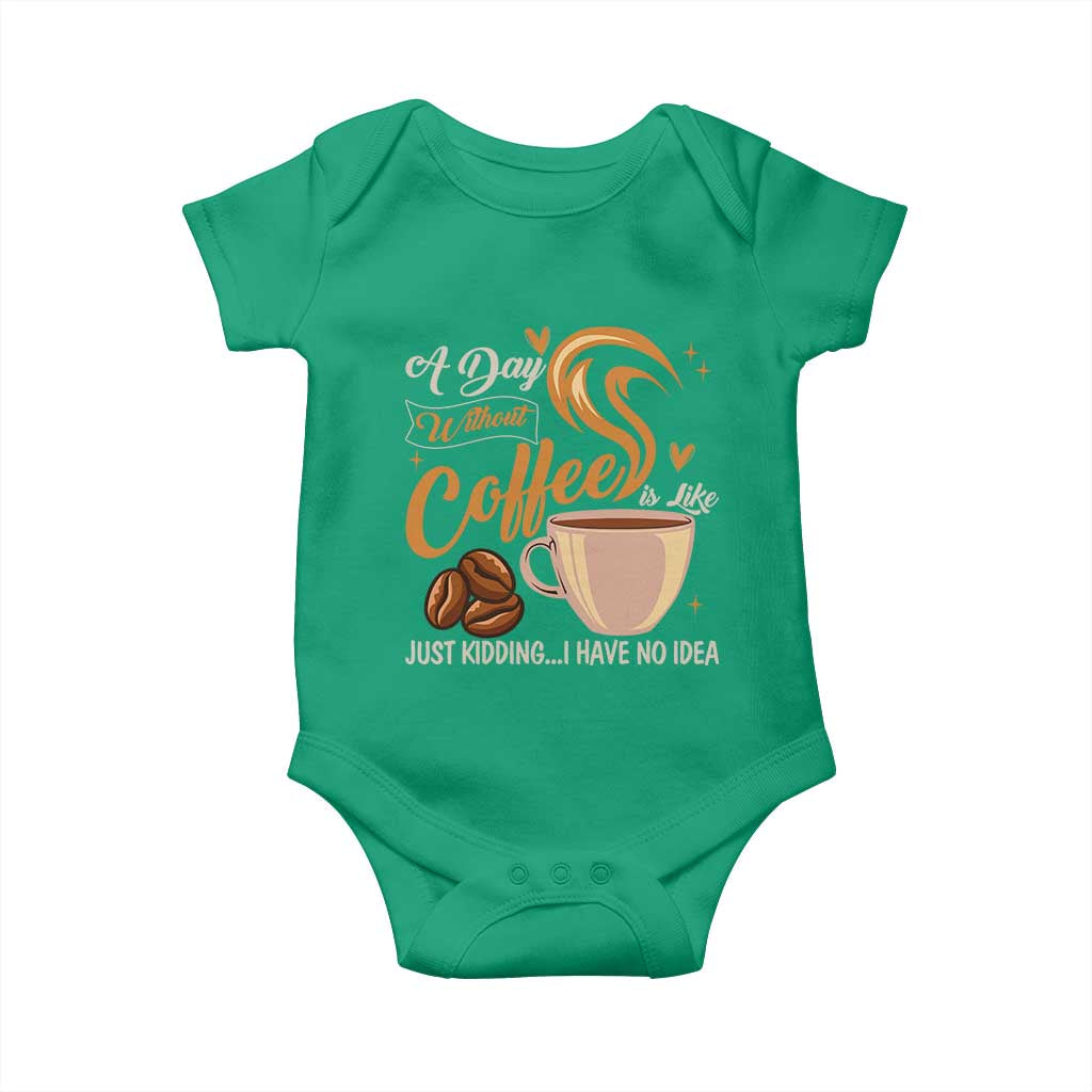 Coffee Lover Baby Onesie A Day Without Coffee I Have No Idea - Wonder Print Shop