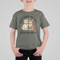 Sarcastic Cat Lover T Shirt For Kid Cats Make Me Feel Less Murdery - Wonder Print Shop