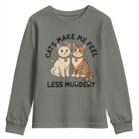 Sarcastic Cat Lover Youth Sweatshirt Cats Make Me Feel Less Murdery - Wonder Print Shop