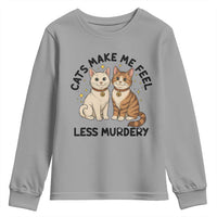 Sarcastic Cat Lover Youth Sweatshirt Cats Make Me Feel Less Murdery - Wonder Print Shop